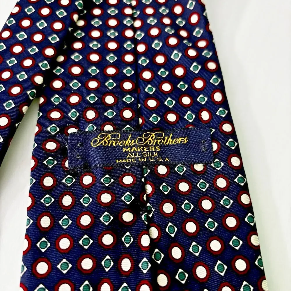 Brooks Brothers Makers Necktie Tie Men's 100% Silk Multicolored Geometric